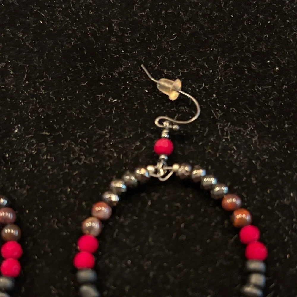 Chic Red Tassel Beaded Earrings